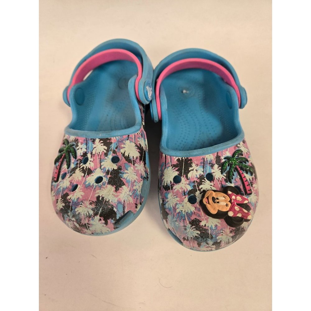 Crocs Karin Mary Janes Toddler Size 9 Palm Trees Jibbitz Washable Comfort